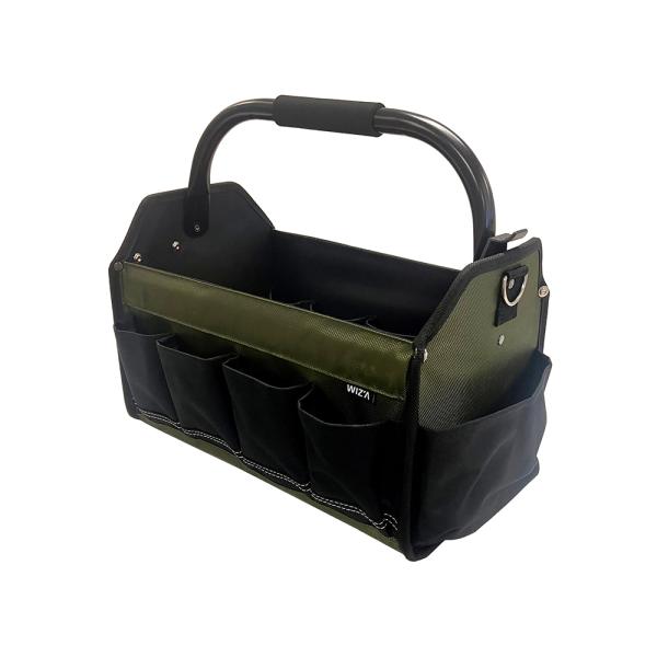 WIZA ウィザ たためる ハンドル ツールバッグ M 13L 耐荷重8kg ブラック/モスグリーン WZ-TBG13L