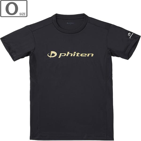 ファイテン Phiten RAKUシャツ 半袖 ロゴ入り 【ブラック/ゴールド