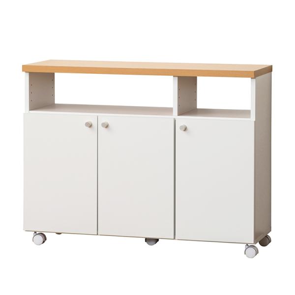 メーカー直送 同梱不可 カード決済のみ対応 沖縄・北海道・離島お届け並びに時間指定不可 40161           【組立家具】キッチンワゴン キャスター付き 作業台 収納庫