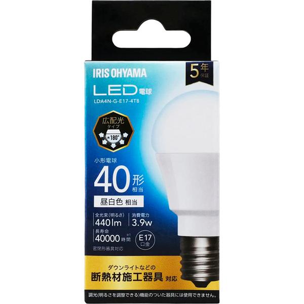 IRIS OHYAMA アイリスオーヤマ LED電球 E17 広配光 40W 昼白色 LDA4N-G