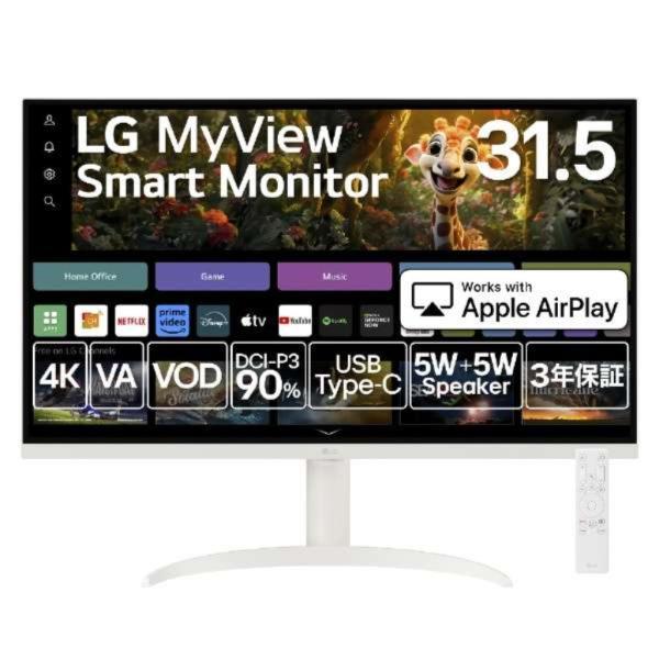 LG Electronics Japan 32SR75U-W 4K対応31.5インチスマートモニター