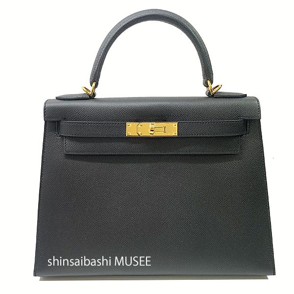 Kelly ≪新品≫エルメス ケリー 25 外縫い ヴォーエプソン 黒 ブラック