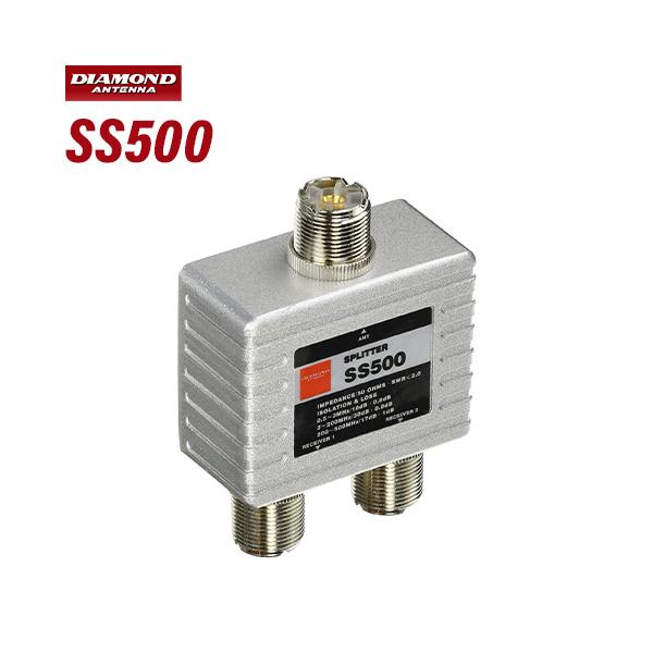 メーカー：第一電波工業（ダイアモンドアンテナ）型番：SS500品名：受信用分配器/混合器周波数:0.5~500MHz帯インピーダンス:50Ω接栓:M-JVSWR:2.0以下アイソレーション:18dB以上0.5~3MHz帯、30dB以上3~2...