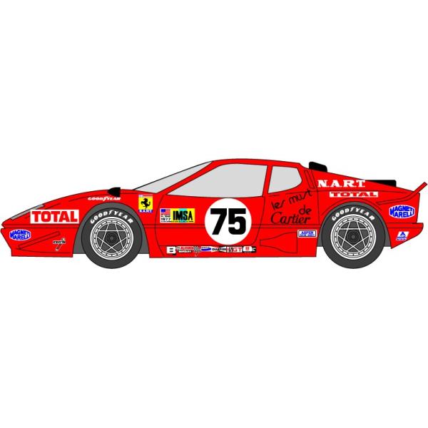 1/24フェラーリ365GTB4/BB'77LM #75デカール。デカールのみです。３枚目のフジミの市販車365GTをベースに改造した際に必要なデカールです。実車は広げたトレッドに合わせてフェンダー広げたカウルを被せているだけです。作例は1...