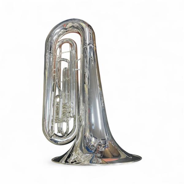 825 プロフェッショナル マーチング Bb管チューバ 825-50S - シルバー 肩掛け4 バルブ  825-TU マウスピース ,ABSケース付属