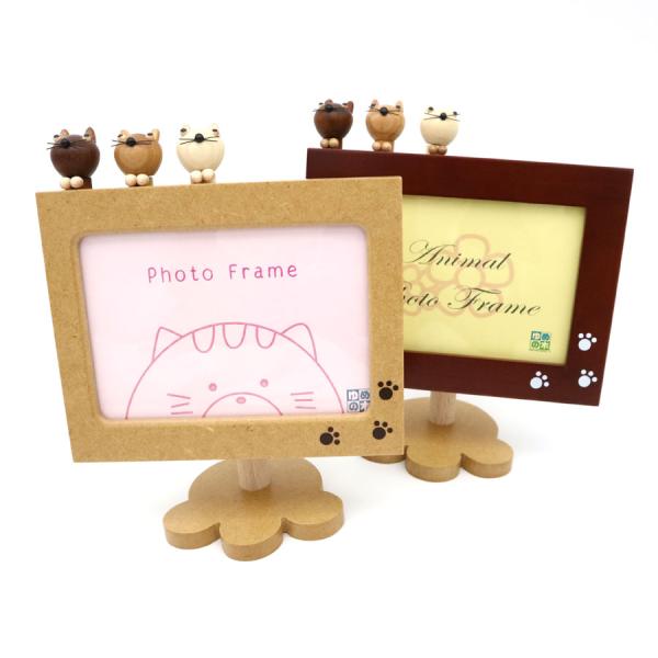フォトフレーム オルゴール 木製 アクションフォトフレーム ネコ 18弁