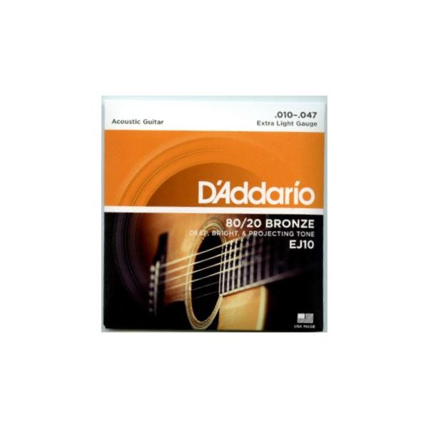 D'Addario EJ10 Extra Light Gauge �A�R�[�X�e�B�b�N�M�^�[�p 1SET