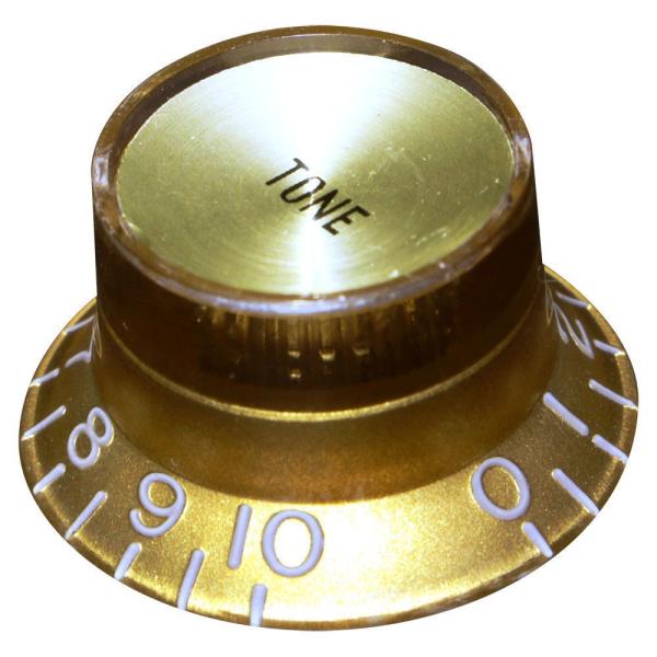 <ギターパーツ　コントロールノブ>ハットノブミリサイズ、ゴールドゴールドキャップトーン ＊レターパックでの発送となります。