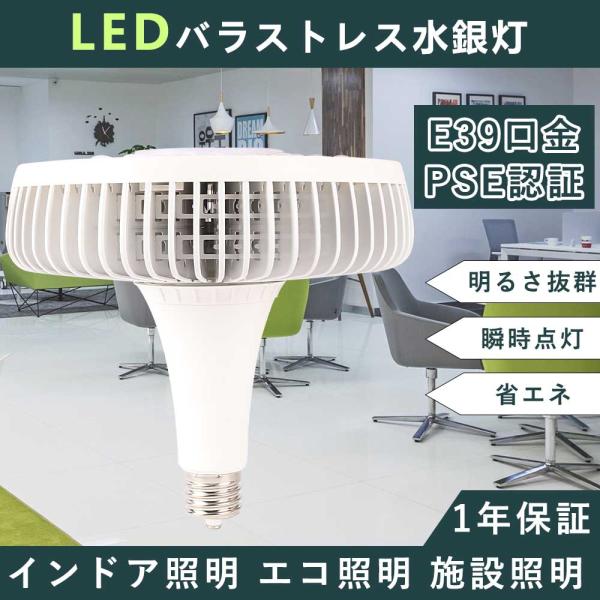 PSE認証 1年保証 LEDバラストレス水銀灯 200W 40000lm高輝度 E39兼用口金 ビーム角140度 バラストレスLED電球 ビームランプ形 大射灯 キラキラledアイランプ
