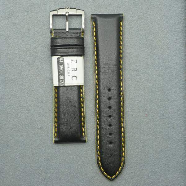 ロシェ ZRC W.R.カーフ ブラック イエロー 22mm 時計バンド 時計ベルト バンド交換 人気 おしゃれ デッドストック品 25-M-298