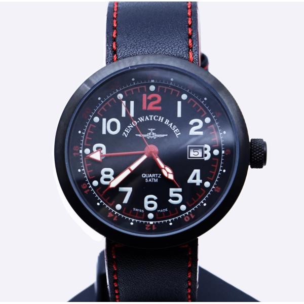 ZENO-WATCH BASEL ゼノウォッチ B554Q-BK-Red-L パイロットウォッチ クォーツ デッドストック メンズ腕時計 25-M-654