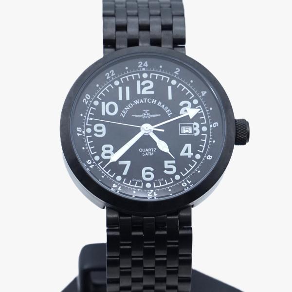 ZENO-WATCH BASEL ゼノウォッチ B554Q-GMT-bk-a1-M(WH) パイロットウォッチ クォーツ デッドストック メンズ腕時計 1年保証 25-M-661