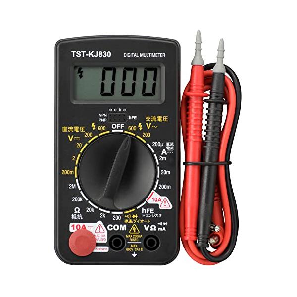 オーム電機 デジタルテスター 普及型 大型ロータリースイッチ トランジスターチェック機能付き TST-KJ830 08-1288 OHM