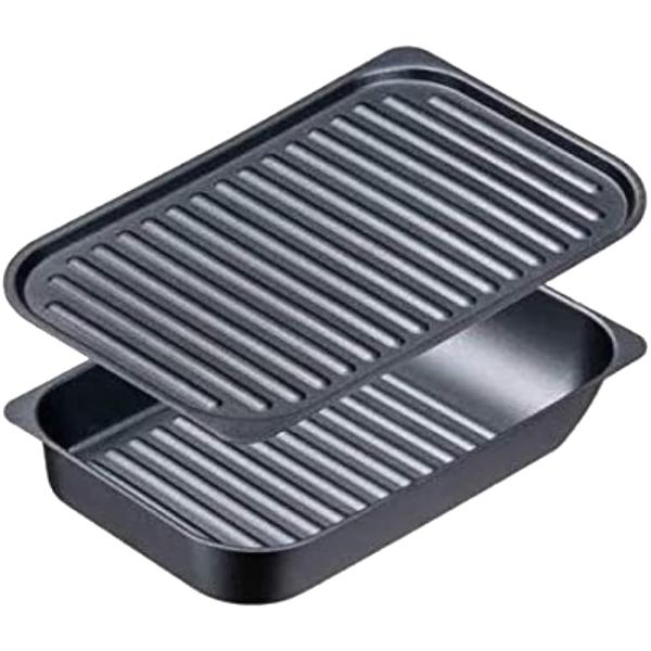 イシガキ産業 イシガキ グリルパン ブラック 約幅18×奥行28 グリル名人 サンマ焼きプレート 波型プレート セット レシピ付き 魚焼きグリル ガス火