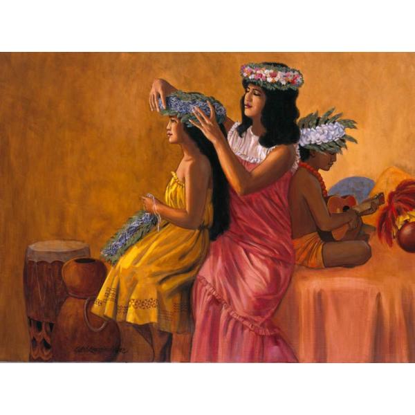 ハワイのジクレー版画アートプリント Before the Dance (ダンスの前) by ハーブ・カネ（Herb Kane）