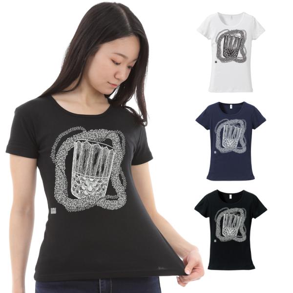 フラダンス Tシャツ 半袖 フライス パフドラム柄 白 黒 紺 ネコポス対応可