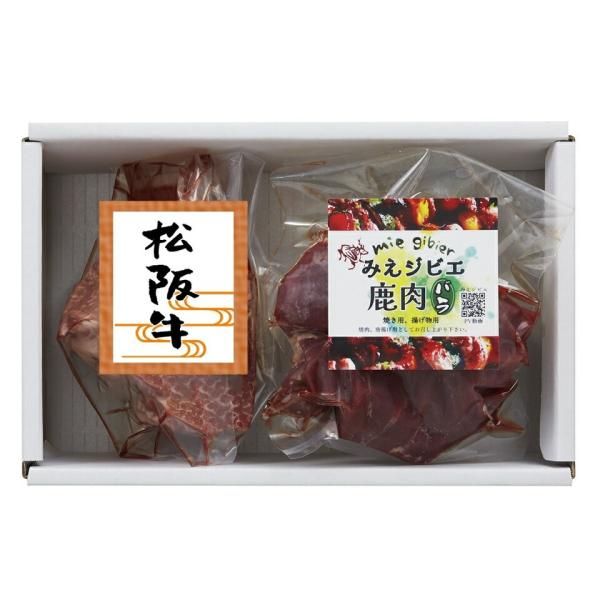 【三重 サンショク】ブランド肉食べ比べセット（松阪牛＆みえジビエ）日本三大和牛の1つ松阪牛とみえジビエ鹿肉の食べ比べセット日本三大和牛の内の1つ、松阪牛のももブロック300ｇと美味しさと高品質を追求したみえジビエ鹿肉のバラブロック300ｇの...