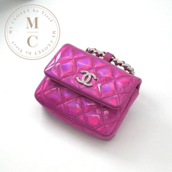 シャネル CHANEL チャーム メタリックピンク シルバー ココマーク マトラッセ ポーチ フック付き イヤーズギフト CHANEL（シャネル） チャーム メタリックピンク シルバー ココマーク