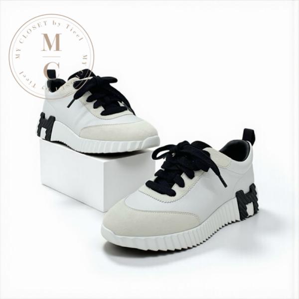 HERMES★スタジアム　レザー　スエード　スニーカー　38 HERMES（エルメス） バウンシング スニーカー 靴 シューズ レザー