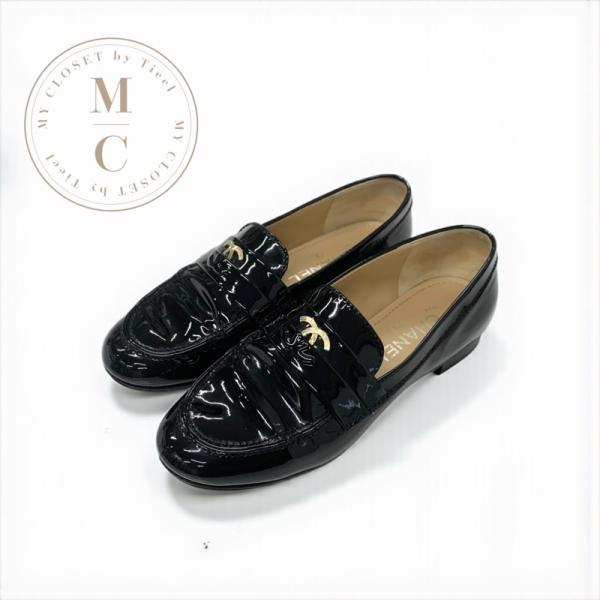 CHANEL（シャネル） ローファー 革靴 靴 シューズ エナメル ブラック