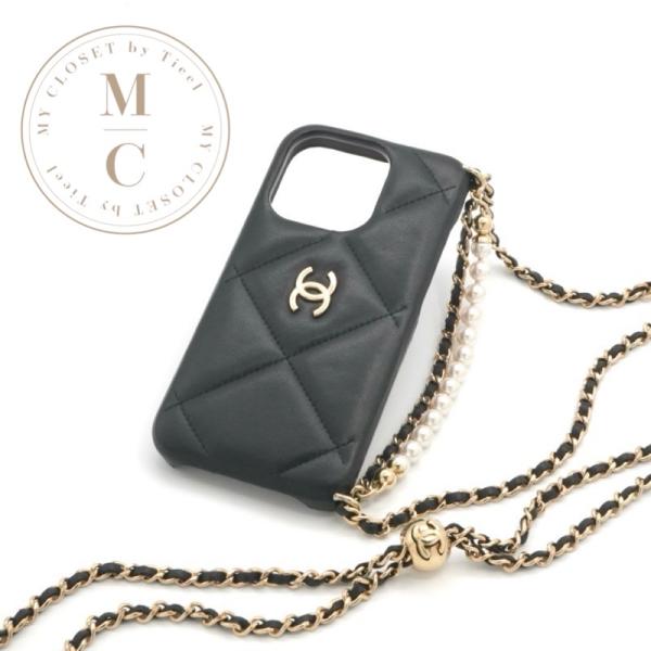CHANEL シャネル iPhone15pro スマホケース マトラッセ 黒 CHANEL（シャネル） 携帯・スマホアクセサリー ブラック ゴールド ココ