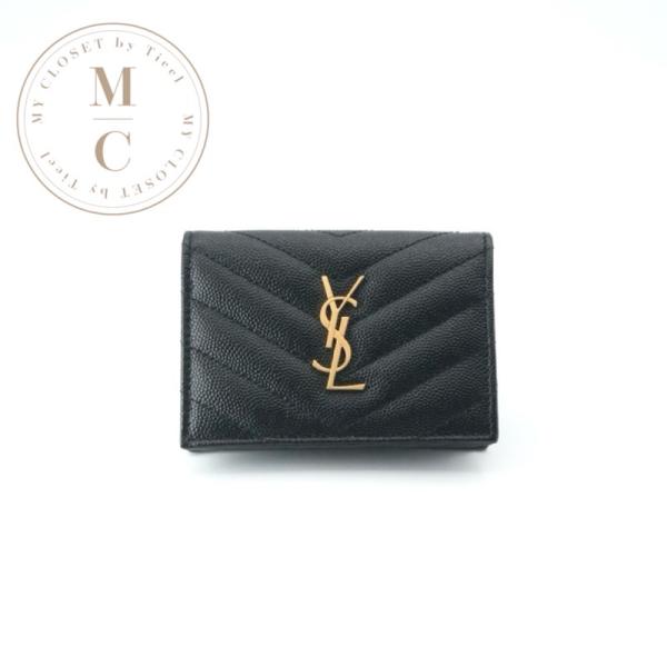 〈正規品〉イヴ・サンローラン名刺入れ カードケース ゴールド ブラック SAINT LAURENT サンローラン カードケース カード入れ パスケース