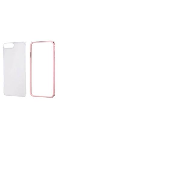 レイ・アウト iPhone 8 Plus/7 Plus アルミバンパー+背面パネル クリア/ピンク  RT-P15AB/PM