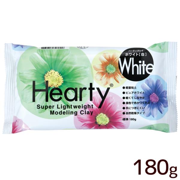 #ゆうパケ2点可PADICO パジコハーティクレイホワイト180ｇ驚くほどの軽さで、のびがよく手につかず、作業がしやすい軽量ホワイト粘土です。乾燥後はとても軽く、じょうぶな作品に仕上がります。薄くのばせるので、花びらのような作品も表現できま...