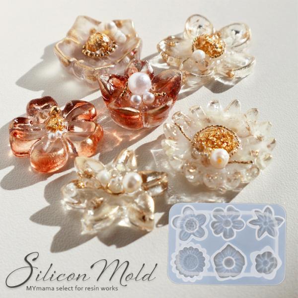 フラワー　レジン　カボション　ピアス　ハンドメイド　イヤリング変更可 my-mama_3713
