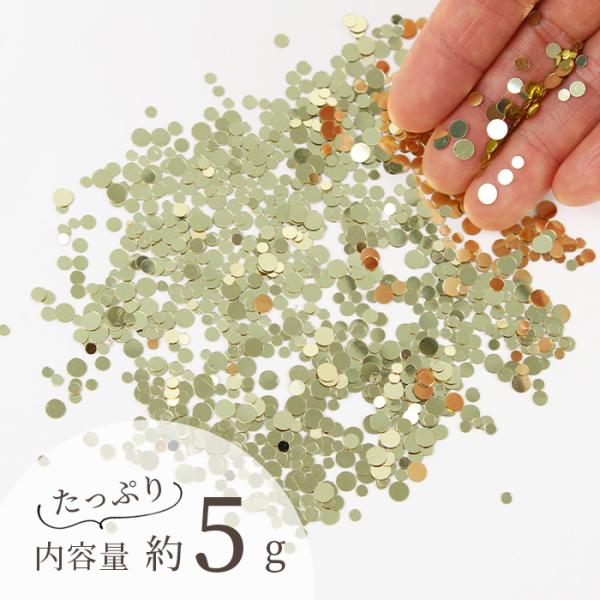 MY mama 封入 パーツ ホログラム 丸 ゴールド 約2〜4mm 約5g □ ドット