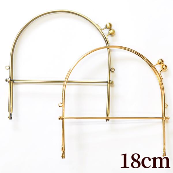 ベンリー口金 約18cm　全2色#ゆうパケ2点可デザイン性の高い、一風変わったがま口口金。ちょっぴり大きめな18cmサイズです。がま口のネジ留め部分を外して、巾着袋を作る要領で袋を作り、紐通し部分に棒を通してネジを留めなおせばハンドバッグの...