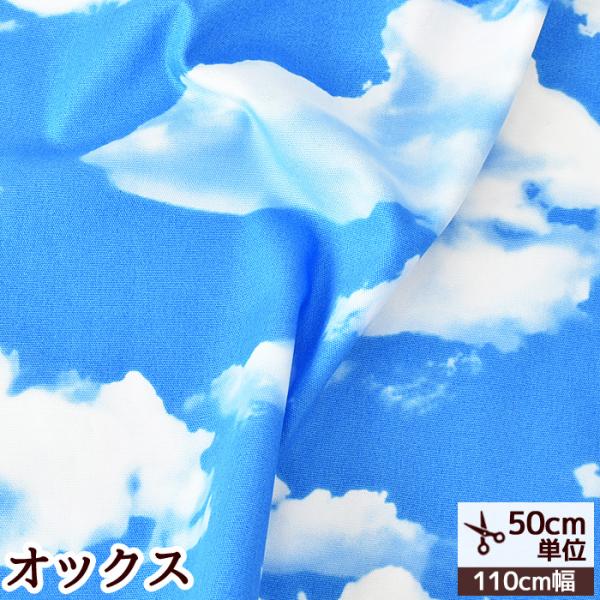 【空もよう様】ハンドメイド 布 オックス 生地 空 わた雲 青 おしゃれ 手芸 男の子 ハンドメイド
