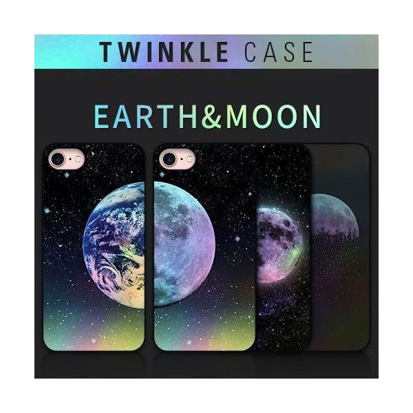 iPhone SE �P�[�X iPhone 8/7�P�[�X Dparks Twinkle Case Earth��Moon�i�f�B�[�p�[�N�X �g�D�C���N���P�[�X �A�[�X �A���h ���[���j