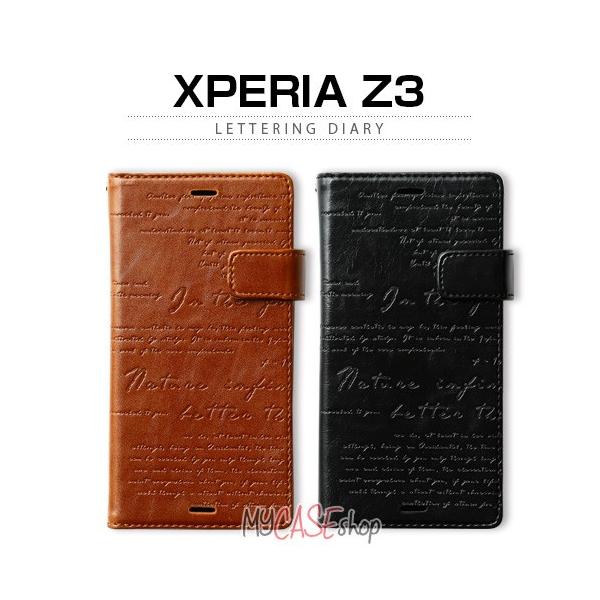 Xperia Z3 �P�[�X �蒠�^ Zenus Lettering Diary �i�[�k�X ���^�����O�_�C�A���[�j�G�N�X�y���A