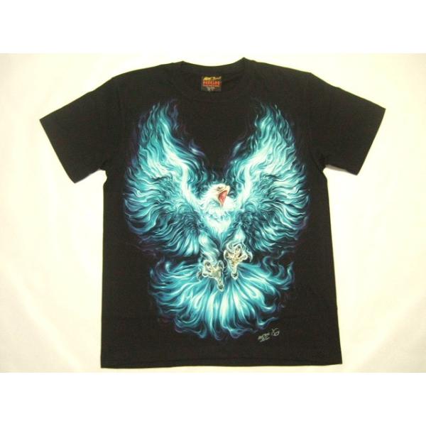 横浜最新 青い炎のイーグル♪魅惑の夜光Ｔシャツ黒 M, L, XL Eagle鷲 送料無料88(サイズを必ずお知らせ下さい)