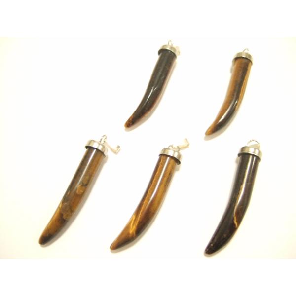 横浜最新 虎目石♪魅惑の牙ペンダント5個セット メンズレディース 守護魔除け 送料220円ネックレス アクセサリーパーツ部品卸し126