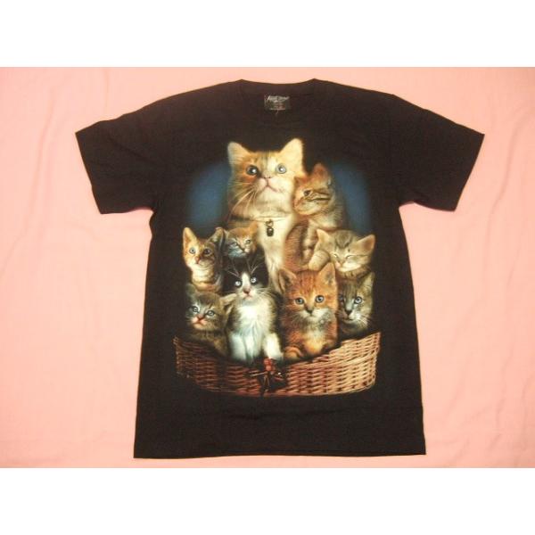 横浜最新 可愛い9匹の猫バスケット♪魅惑の夜光仕上げTシャツ サイズ L 送料無料4hei p1