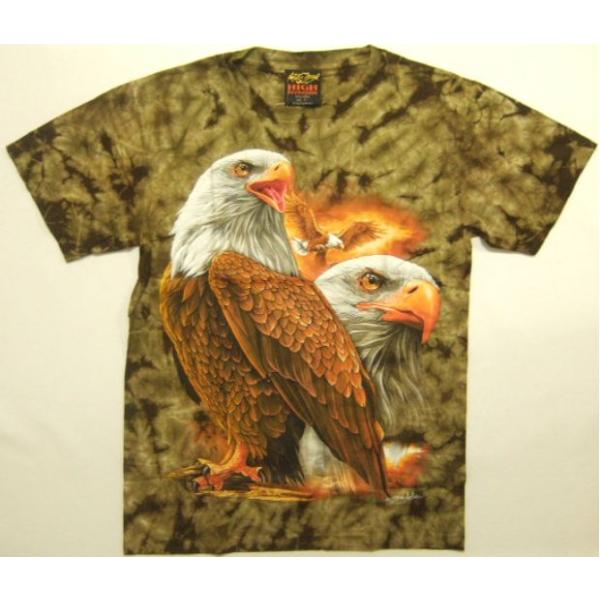 横浜最新 夜光イーグル鷲 茶系オリーブ絞り柄♪魅惑のTシャツ サイズ M, XL 送料無料69