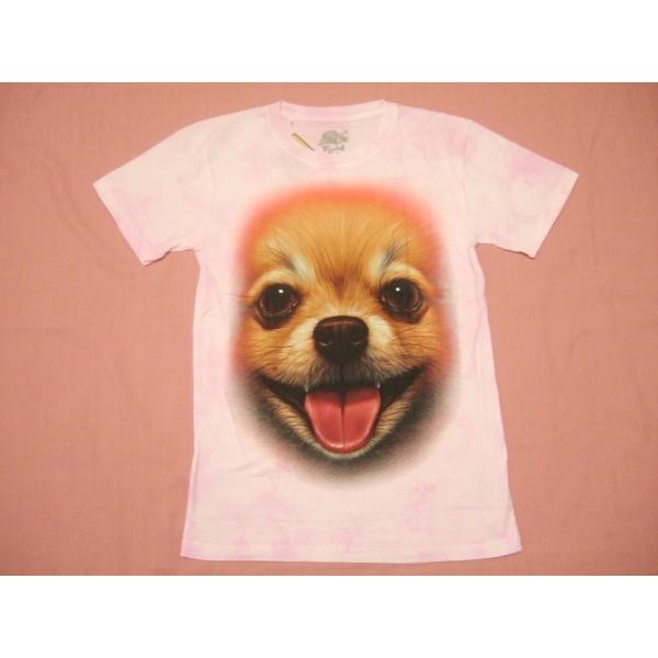 横浜最新 夜光可愛いドアップわんちゃん♪魅惑のＴシャツ ピンク絞り柄 M, L 送料無料87a(サイズを必ずお知らせ下さい)