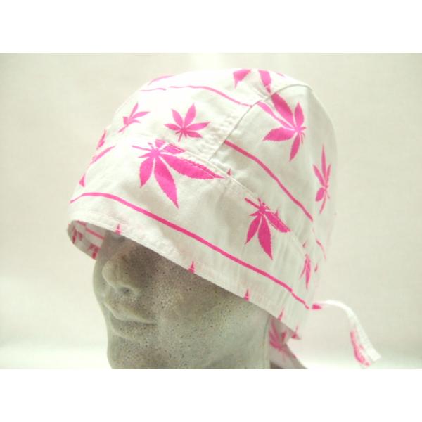 横浜最新 マリファナ♪魅惑のバンダナキャップ 白/ピンク Marijuana Pinkメンズレディース 4点まで送料180円52