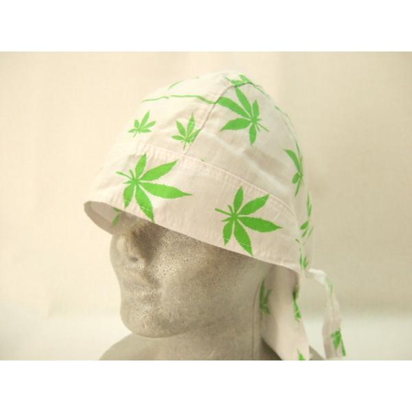 横浜最新 マリファナ♪魅惑のバンダナキャップ 白/緑 Marijuana Greenメンズレディース 4点まで送料180円52