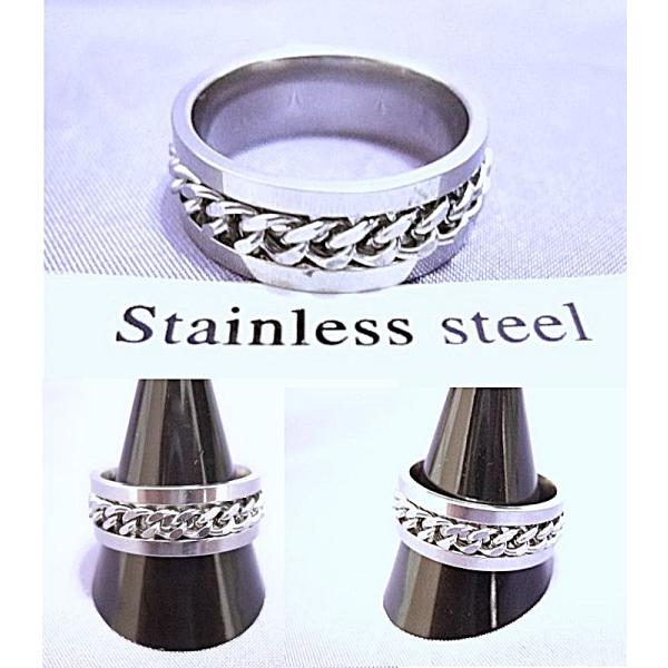 横浜最新 魅惑のステンレ製スピンリング♪回転チェーン柄 13〜26号 Stainlessメンズレディース 送料無料 hei7(サイズを必ずお知らせ下さい)