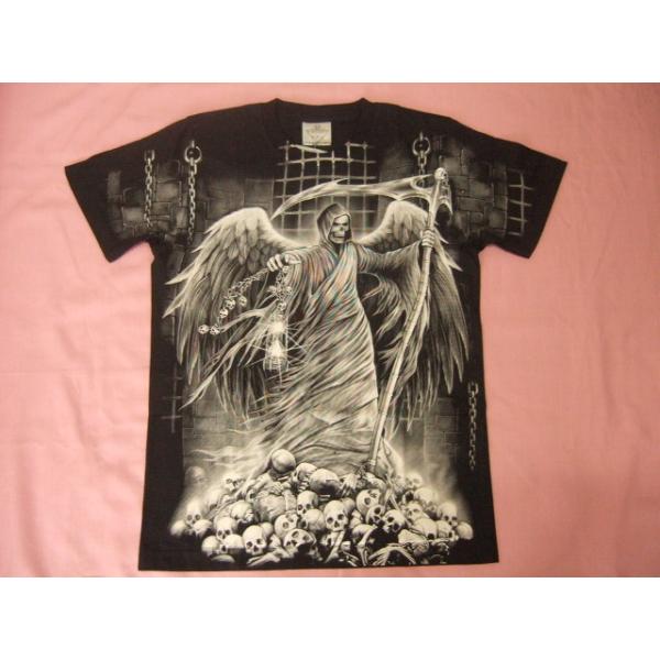横浜最新 THE天使の翼♪魅惑の死神ドクロTシャツ サイズ L, XL 送料無料syo14