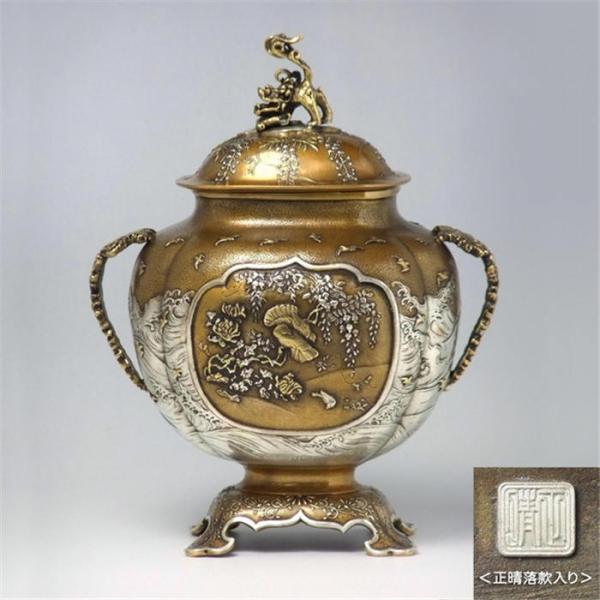 高岡銅器 香炉 七福神六面間取香炉 漆びきメッキ 130-07