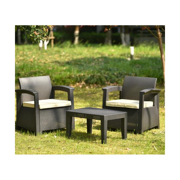 全品8%OFF】ラタン調 ガーデンファニチャー 3点 ガーデン テーブル