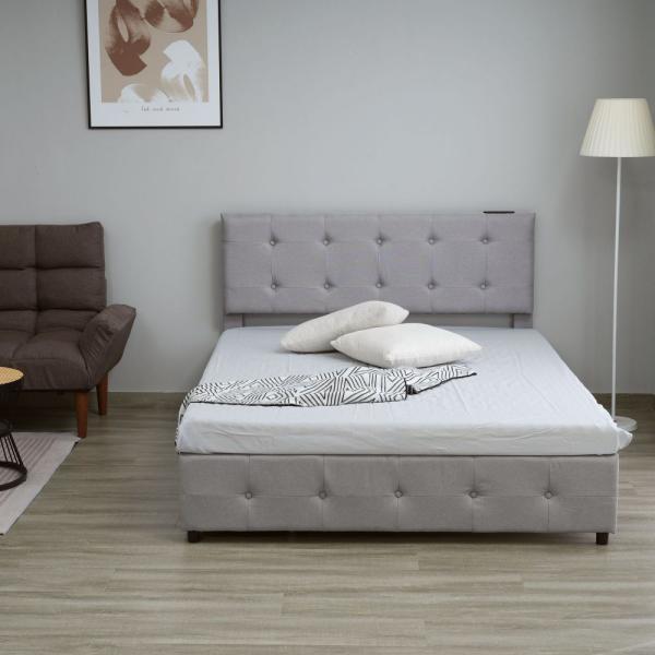 BTM D ファブリックベッド ダブル 引き出し付き 布貼りベッド 下収納