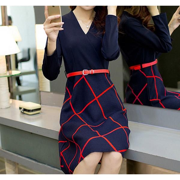 ワンピース ロカビリー Vネック Aライン チェック柄 レディース きれいめ 膝丈 フレア ベルト 付き 幾何学 スカート 春コーデ Buyee 日本代购平台 产品购物网站大全 Buyee一站式代购 Bot Online