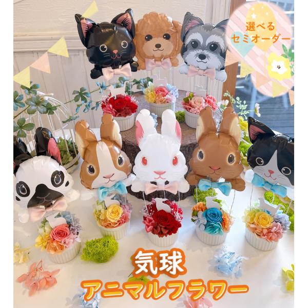 横浜風船さんのかわいい風船とマイペリドットのアニマルフラワーで気球アニマルフラワーがカラーバリエーションも増えてリニューアルで登場です！わんこ♪ にゃんこ♪ うさぎ♪ 気球アニマルフラワーが新登場選べる気球24種、乗せる動物シルエットは28...