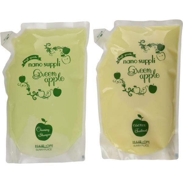 サニープレイス ナノサプリ クレンジングシャンプー & エッセンスコンデ グリーンアップル 800ｍl 詰替え レフィル セット
