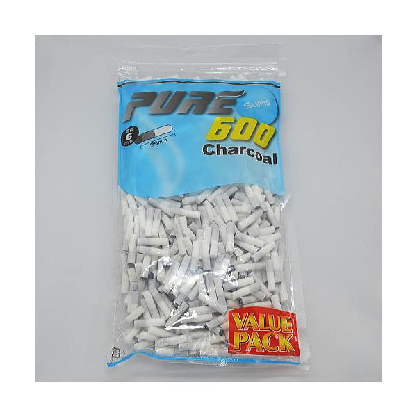 PURE VP 徳用 ピュア スリム・チャコール・フィルター 手巻きタバコ用 600個入 直径6mm 長さ25mm 手巻きタバコ バリューパック メール便送料無料